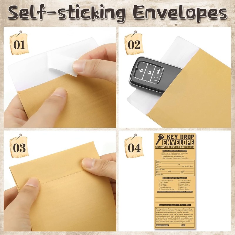 500 Classic Kraft Drop Key Envelopes - Essential for Auto Repair and Mechanics gallery