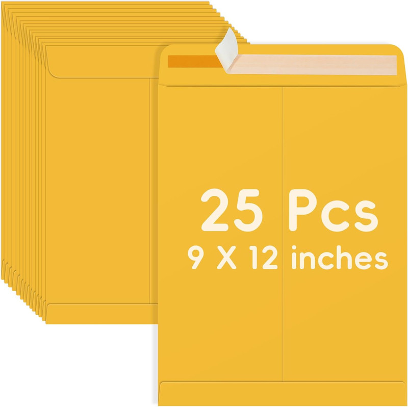 25 Pack 9 X 12 Catalog Mailing Envelopes, Self-Seal Brown Kraft Manilla Envelope gallery