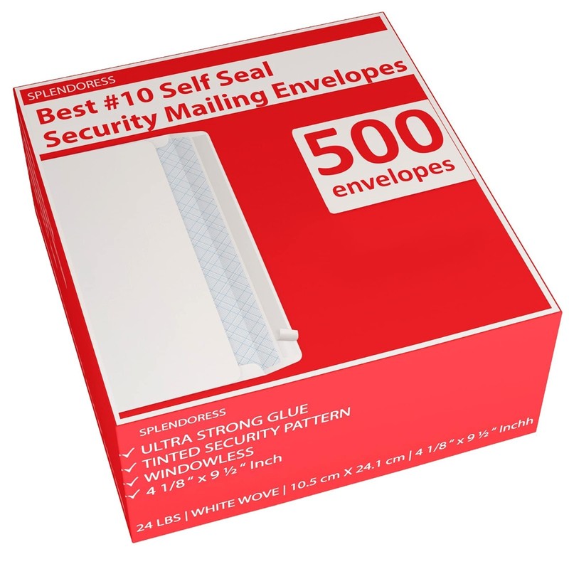 Self-Seal #10 Envelopes 500 Pack | 4-1/8 x 9-1/2 Inches | Tinted Security Mailer gallery