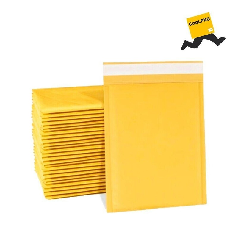 200 PCS #000 4"x8" Coolpkg Self Seal Kraft Shipping Envelopes Bubble Bags 4x8