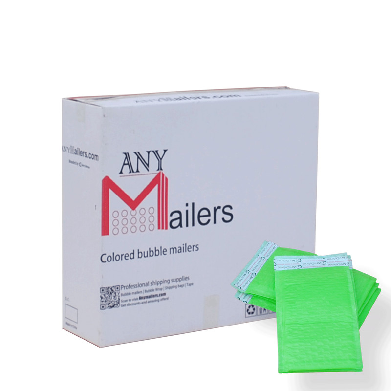 AirnDefense 2000 #000 4X8″ Green Poly Bubble Mailers Shipping Padded Envelope