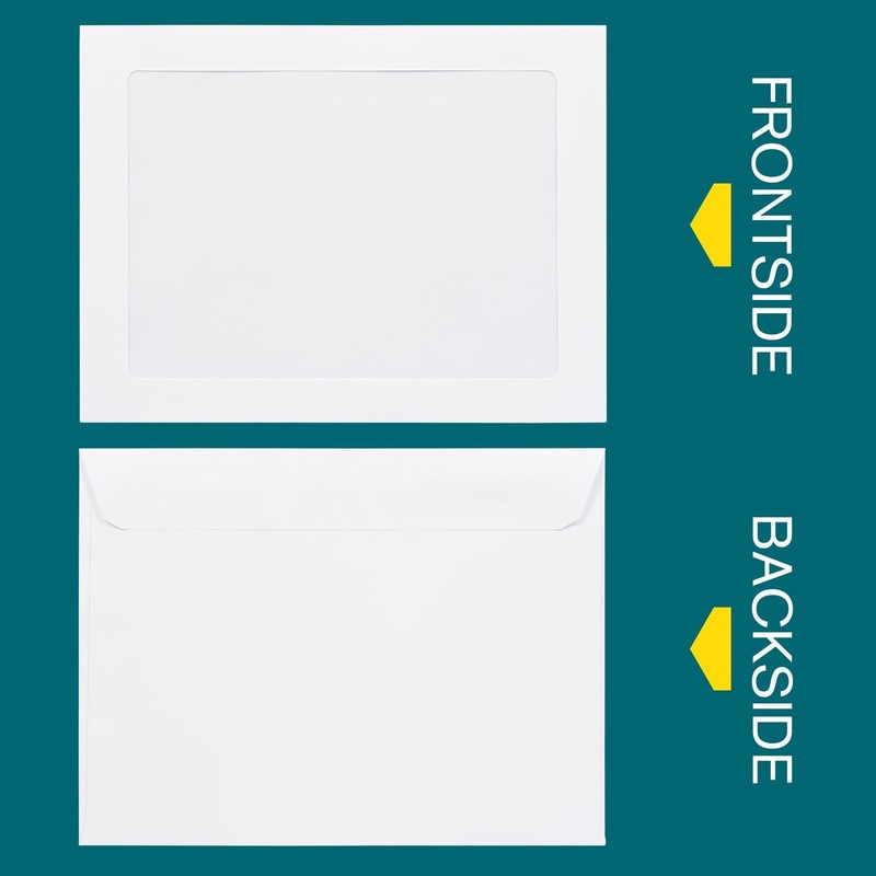 50 Pack 9x12 Full Face Window Envelopes 28lb Paper Bright White Clear View gallery