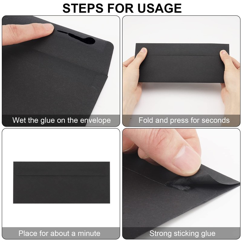 100 Pack #10 Business Envelopes 4-1/8 x 9-1/2 in Black Mailing Envelopes for ... gallery