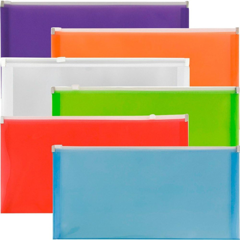 Plastic Envelopes with Zip Closure – #10 Booklet Wallet – 5 1/4 x 10 – Assorted