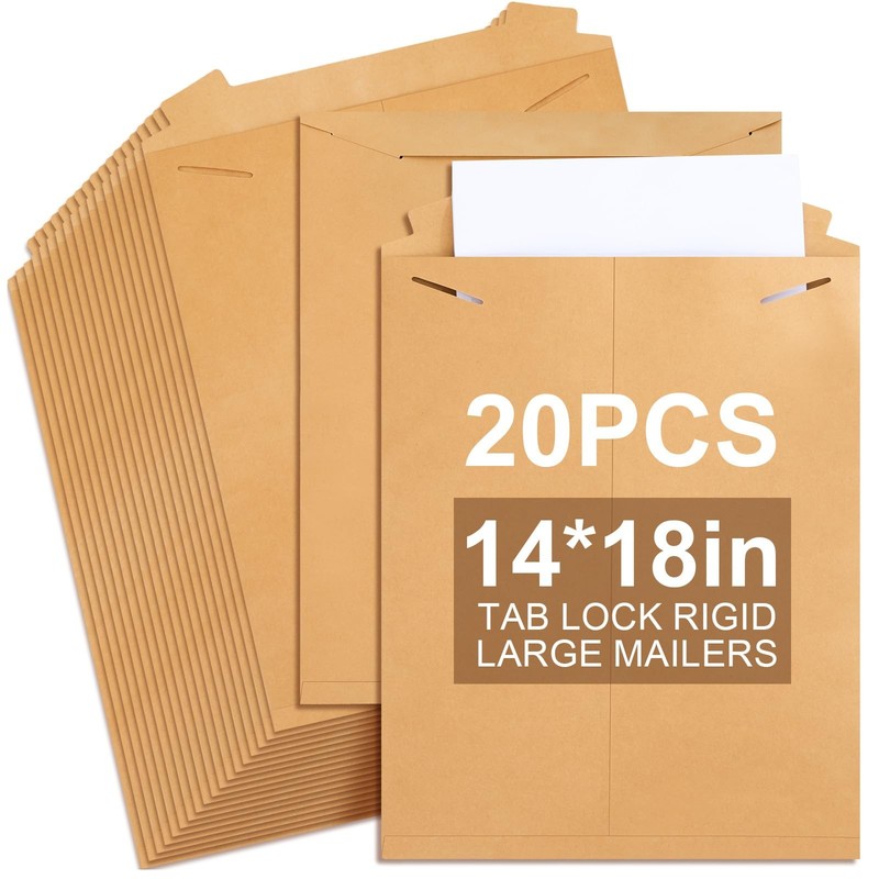 Weekgrat 20 Pack 14×18 Inch Tab Lock Rigid Mailers Extra Large Sturdy Keep Flat