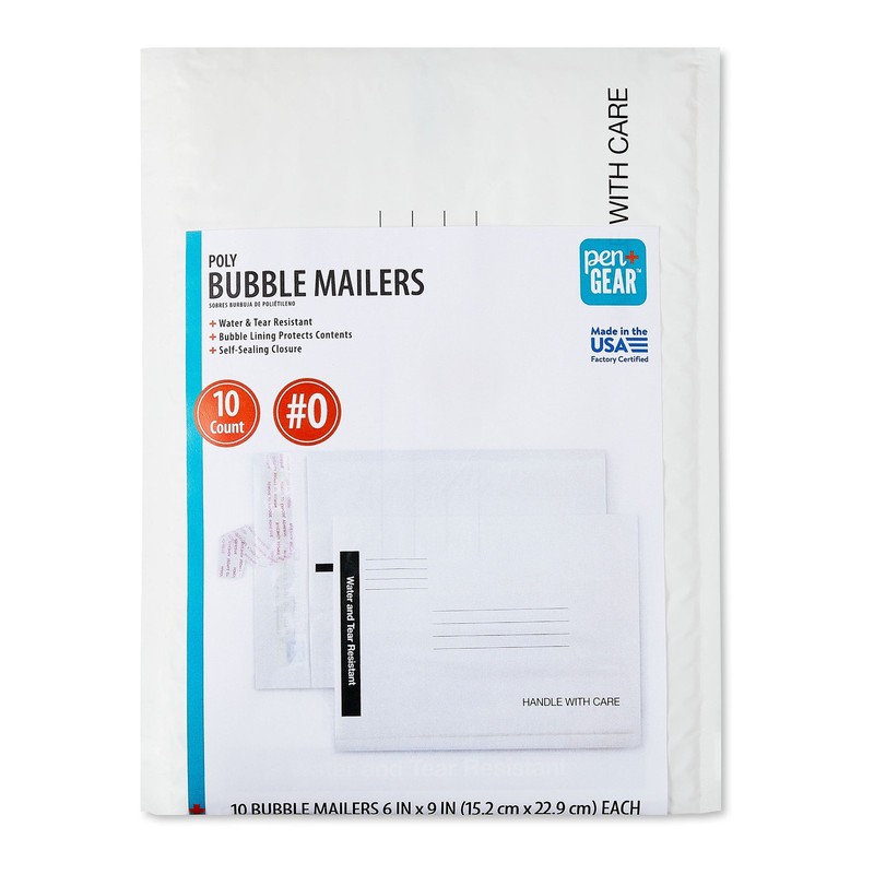 White Self-Sealing Poly Bubble Mailers Padded Envelopes 6×9 Inches 10 Pack