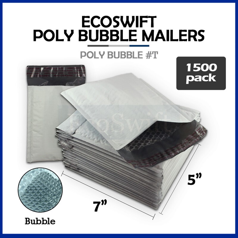 1500 #T 5 x 6 EcoSwift Small Poly Bubble Mailers Padded Shipping Envelopes Bags