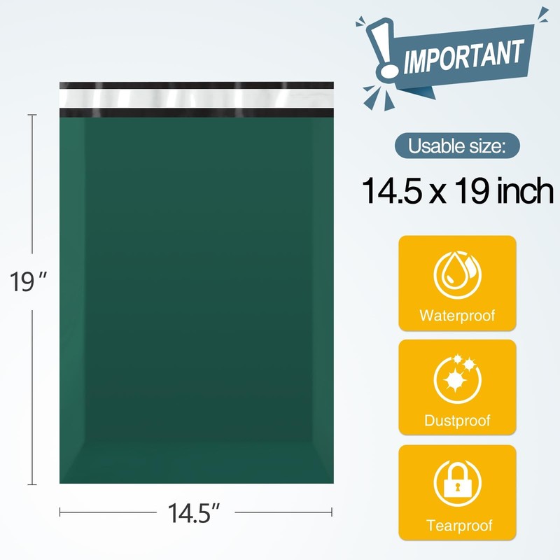100 PCS Ultramarine Green Poly Mailers 14.5x19 Inch Self Seal Shipping Bags gallery