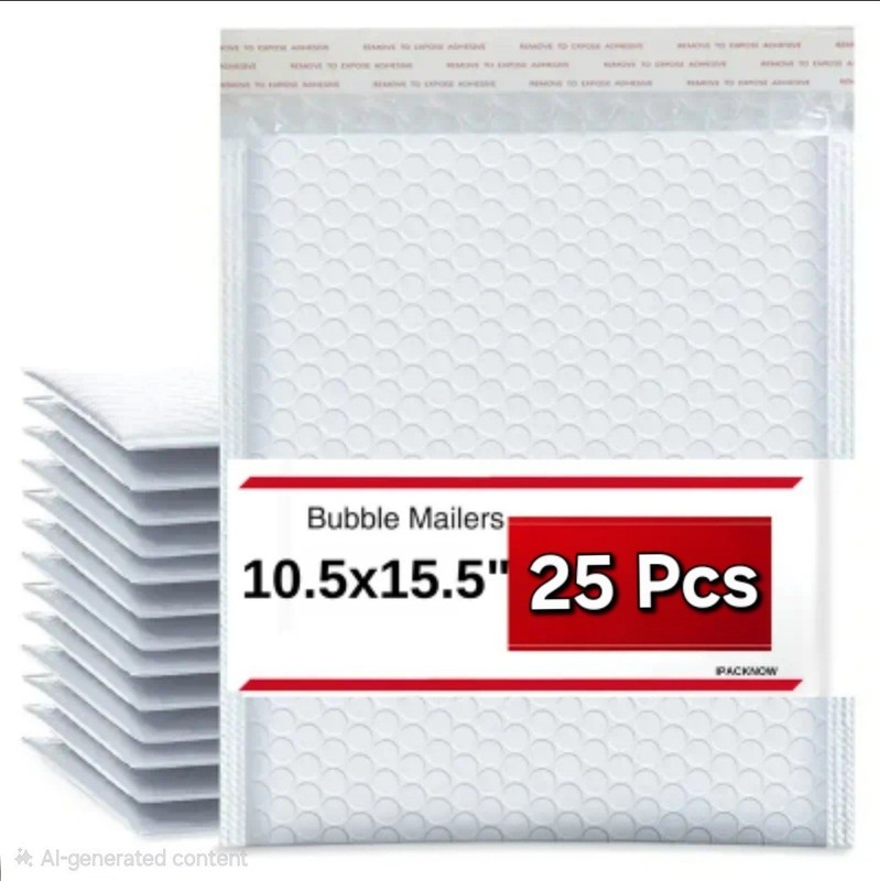 25pc Bubble Mailers10.5×16 Large Padded Envelopes 10.5×15 Mailing Bags White
