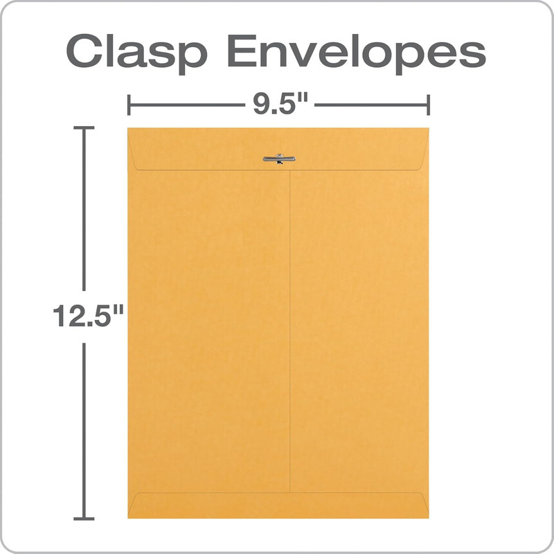 9-1/2" X 12-1/2" Clasp Envelopes, Brown Kraft, Gummed Flap, 100/Box (QUA37793) gallery