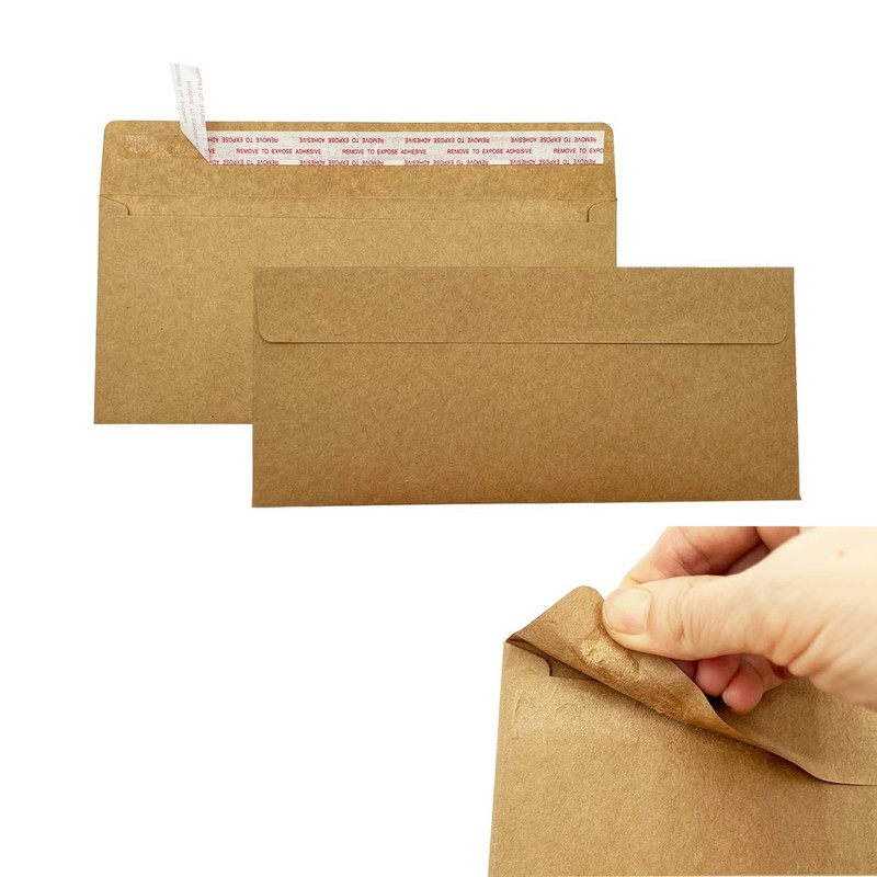 Burasari 80Qty#10 Brown Kraft Business envelopes 4.125 x 9.5 inches, brown gallery