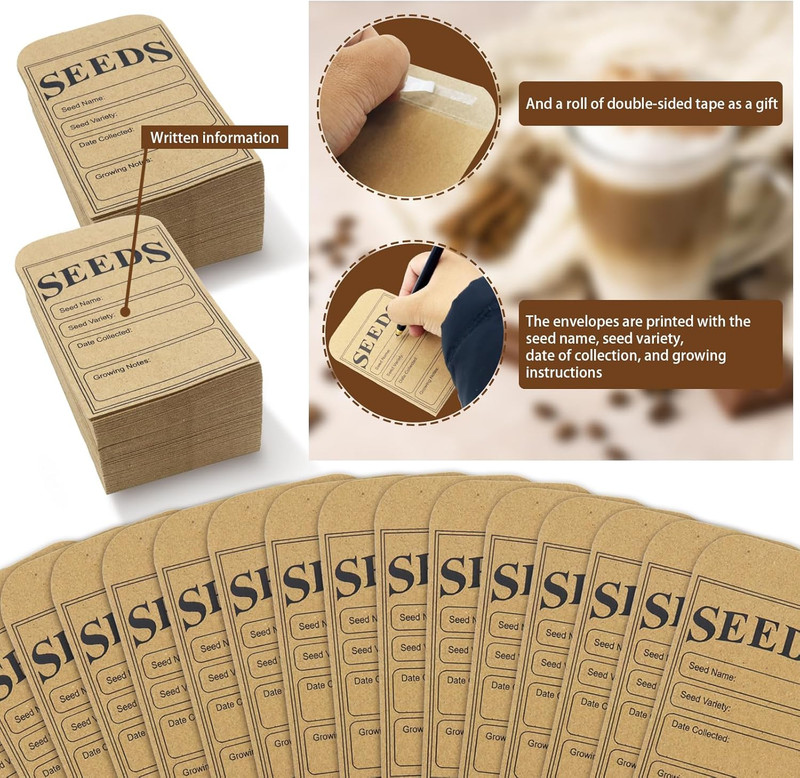 200 Pieces Seed Saving Envelopes, 3.2X4.8 Inch Seed Packets Envelope, Sealing Kr gallery