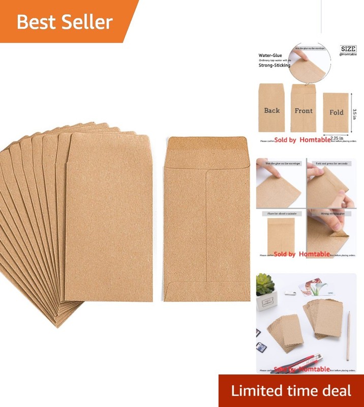 Customizable Light Brown Mini Envelopes – 100 Self-Adhesive Storage Packets