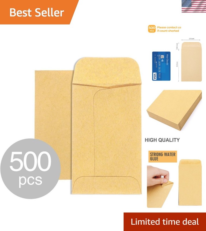Water-Resistant Kraft Envelopes 2.25 x 3.5 for Organizing Seeds & Small Items