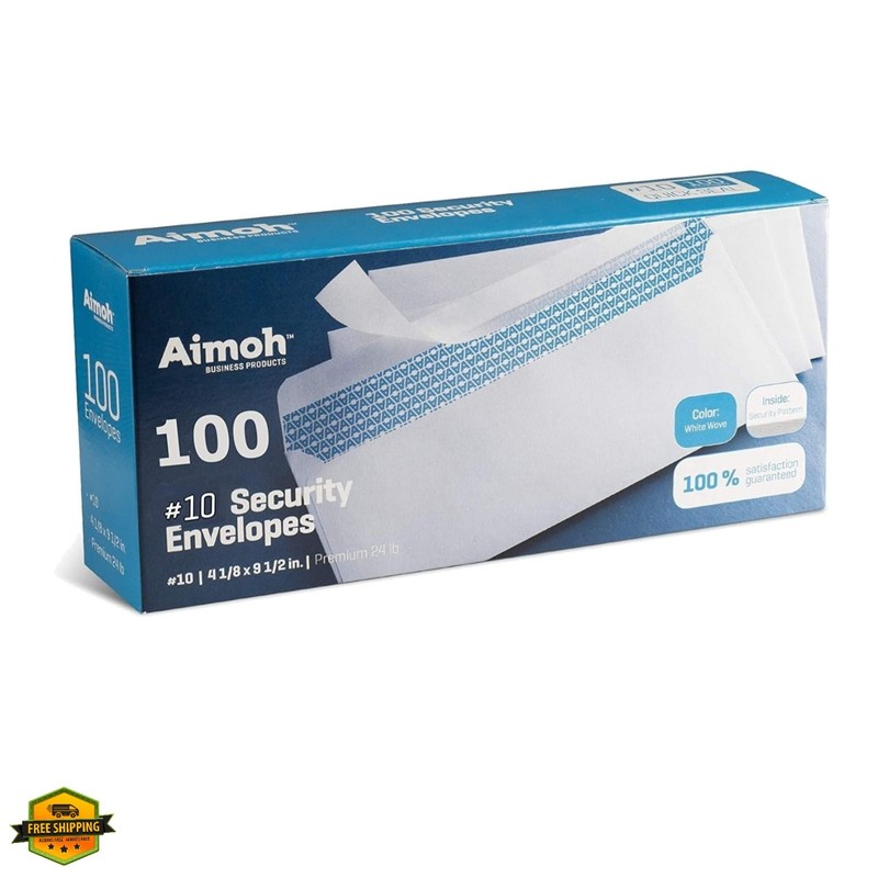 Security Self Seal Envelopes – 100 Qty |No Window, EnveGuard, 4⅛ x 9½”, White…
