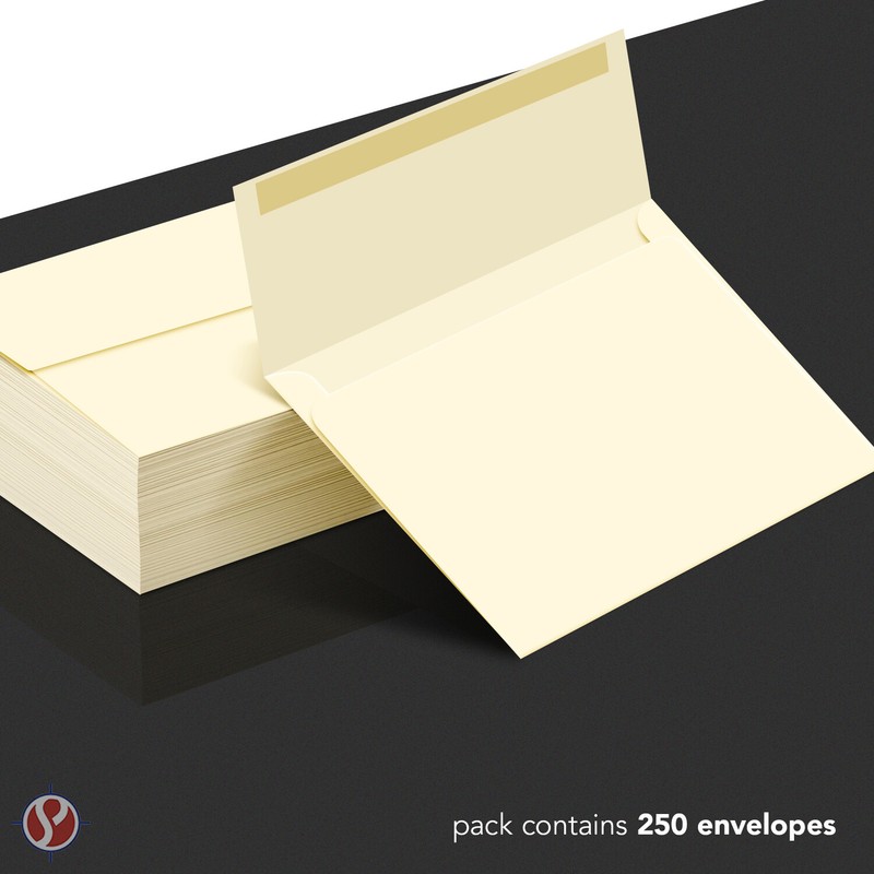 Cream A7 Envelopes, 5 1/4" x 7 1/4", Gummed Flap, 28lb Bond (105gsm), 250 Qty gallery