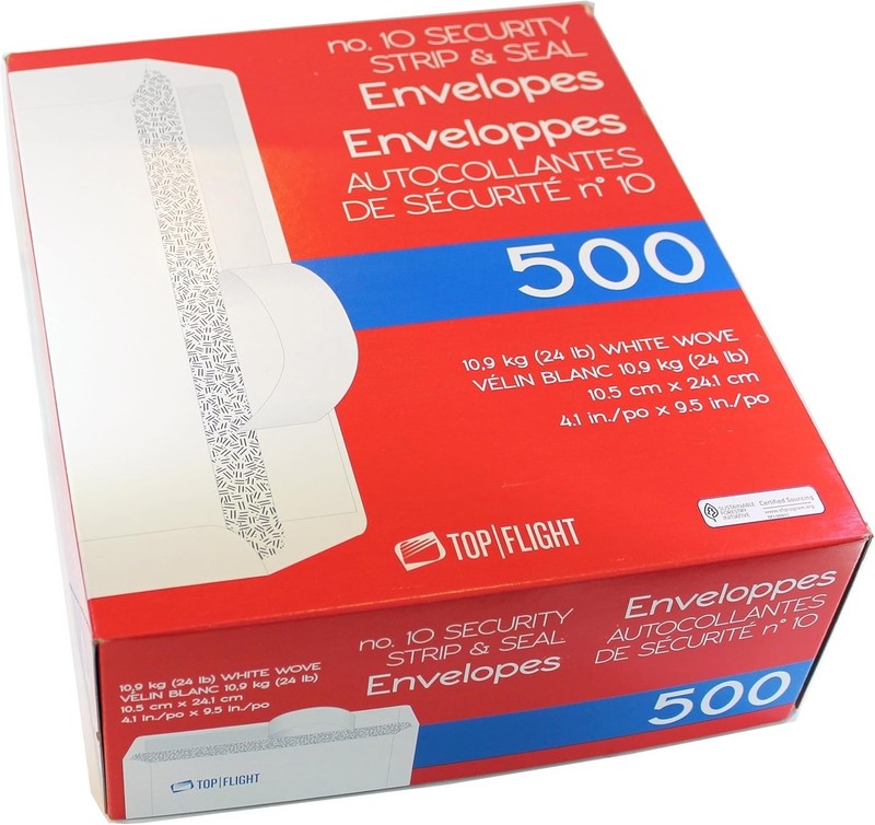 Self-Sealing #10 Envelopes with Security Tint - 24 lb, 500 Count for Mailing gallery