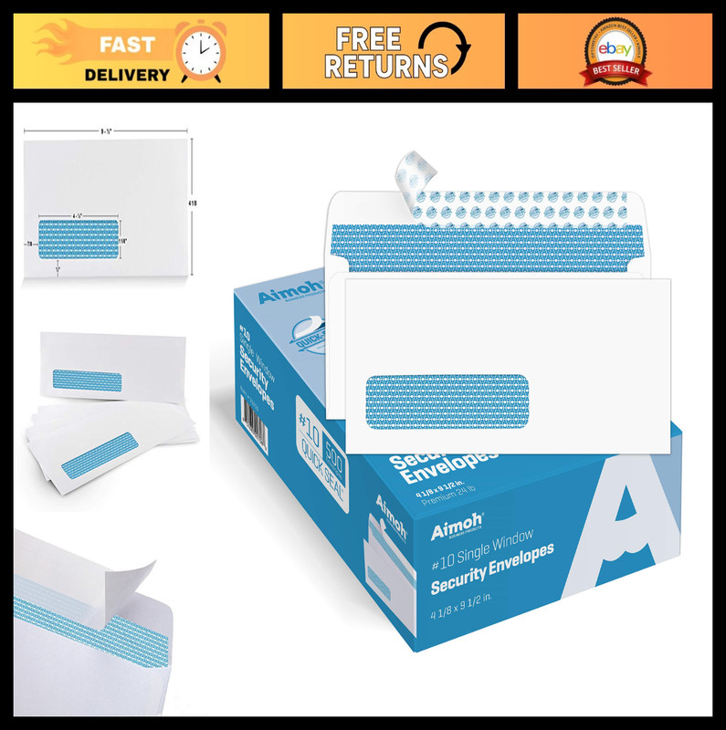 500 Count Self-Sealing Security Envelopes 4-1/8 x 9-1/2 Inches, Tinted, Strong C