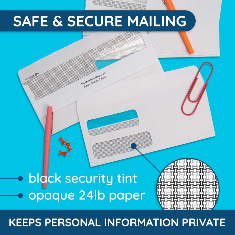 500 No. 9 Flip and Seal Double Window Security Envelopes - Designed for Quick... gallery