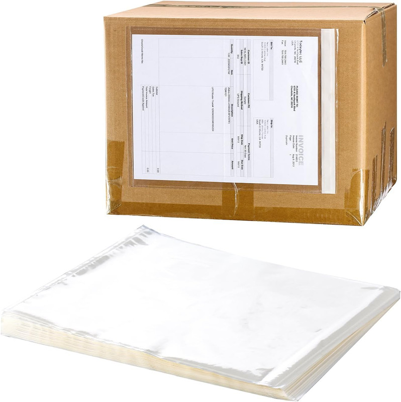 2.5 Mil Premium Clear 9.5” X 12” Packing List Envelopes, Adhesive Shipping Lab