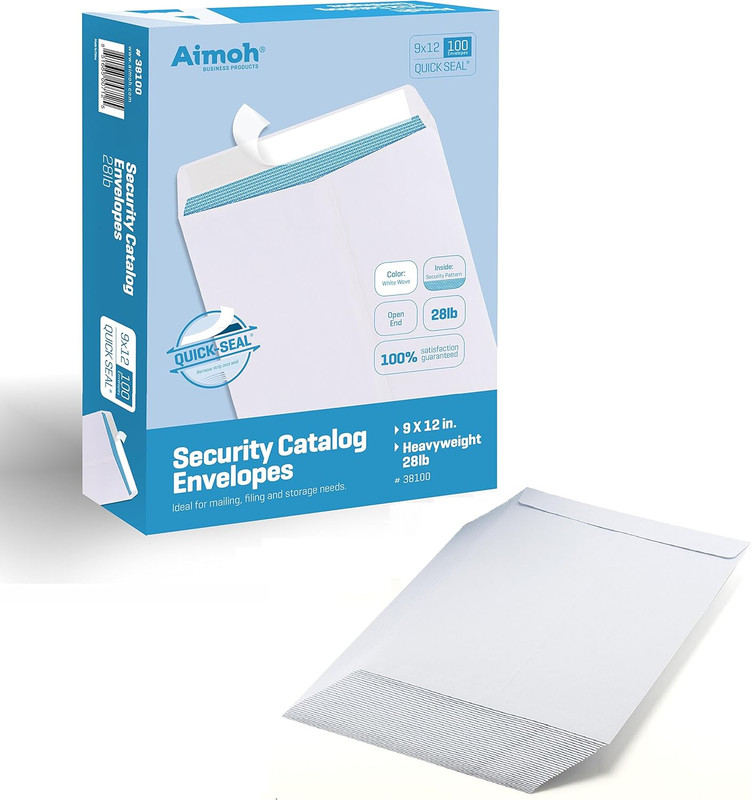 100 9 X 12 SELF Seal Security White Catalog Envelopes - 28Lb - Security Tinted, gallery