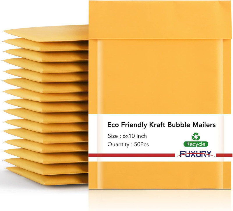 Bubble Mailer Envelopes Yellow Padded Strong 6X10 In Self Seal Waterproof 50 Pc