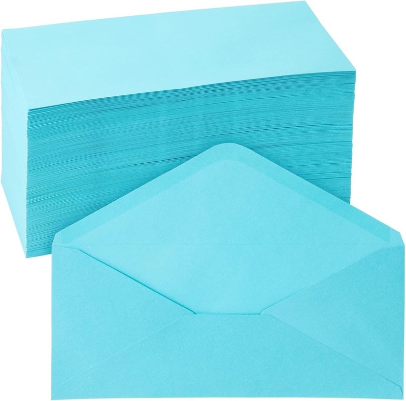 200 Pack #10 Blue Colored Envelopes Bulk – Gummed Seal Letter Size for Party …