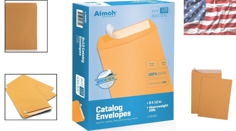 Durable 9x12 Self-Adhesive Kraft Envelopes for Business & Promotion - 100 Ct gallery