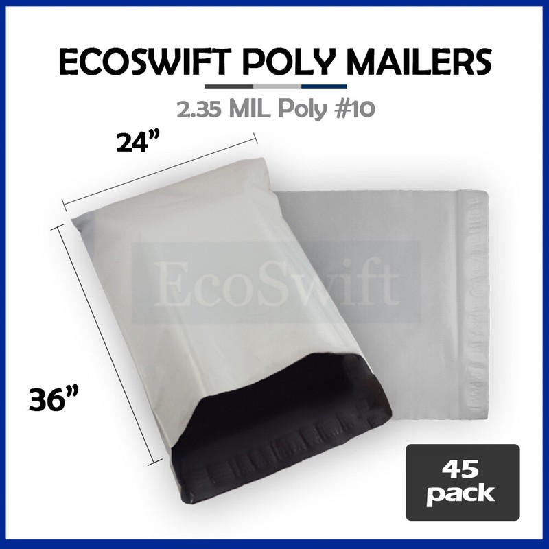 45 24×36 LARGE EcoSwift White Poly Mailers Shipping Envelopes Self Sealing Bags