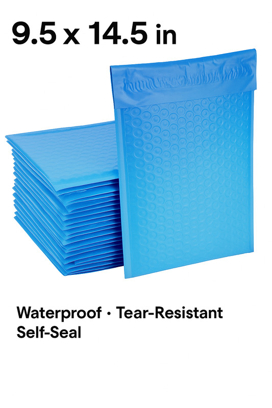 #4 9.5×14.5″ Blue Bubble Mailers | Padded Shipping Envelopes Self-seal Bags