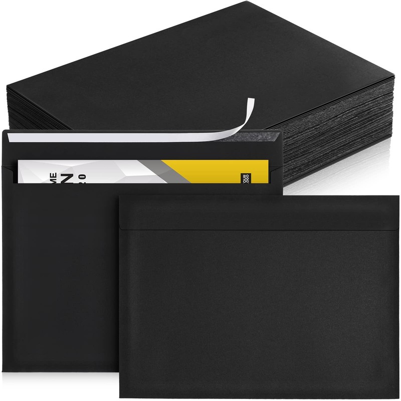 100 Pcs 9 x 12 Open End Booklet Black Envelopes 80 lb 120gsm Catalog Envelope…