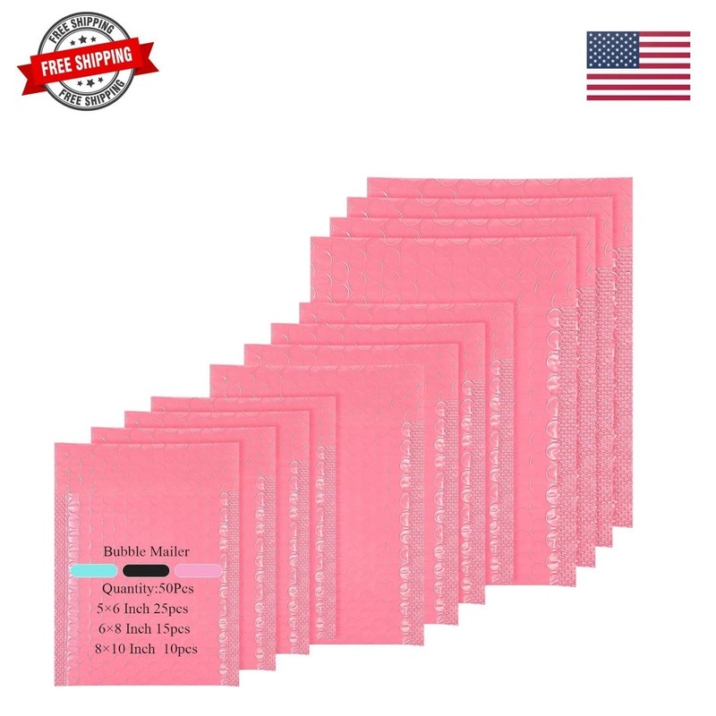 100 Pcs Kraft Bubble Mailers 3 Size Padded Envelopes Kraft Poly Mailers Bubbl…