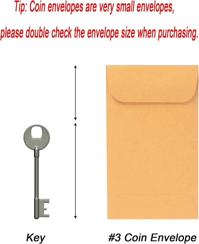 500 PCS #3 Coin Envelopes, 2-1/2” X 4-1/4” Inches Brown Kraft Envelopes Classic gallery