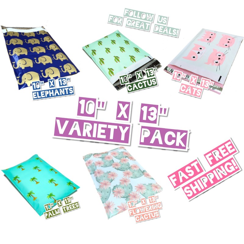 120 Mix Design 10×13 Poly Mailers Variety Pack (24 ea) Shipping Envelopes