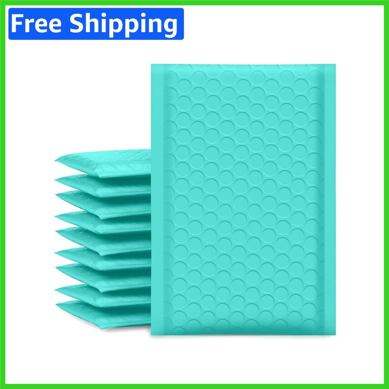 50 Count Teal Padded Envelopes 4×8 Inch – Opaque & Waterproof Shipping Solutions