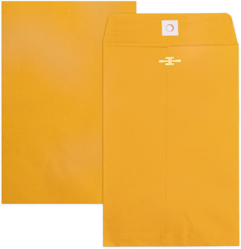 6X9 Clasp Envelopes – 100 Pack, Yellow Manilla Envelopes 6X9, 100GSM Heavy Kraf
