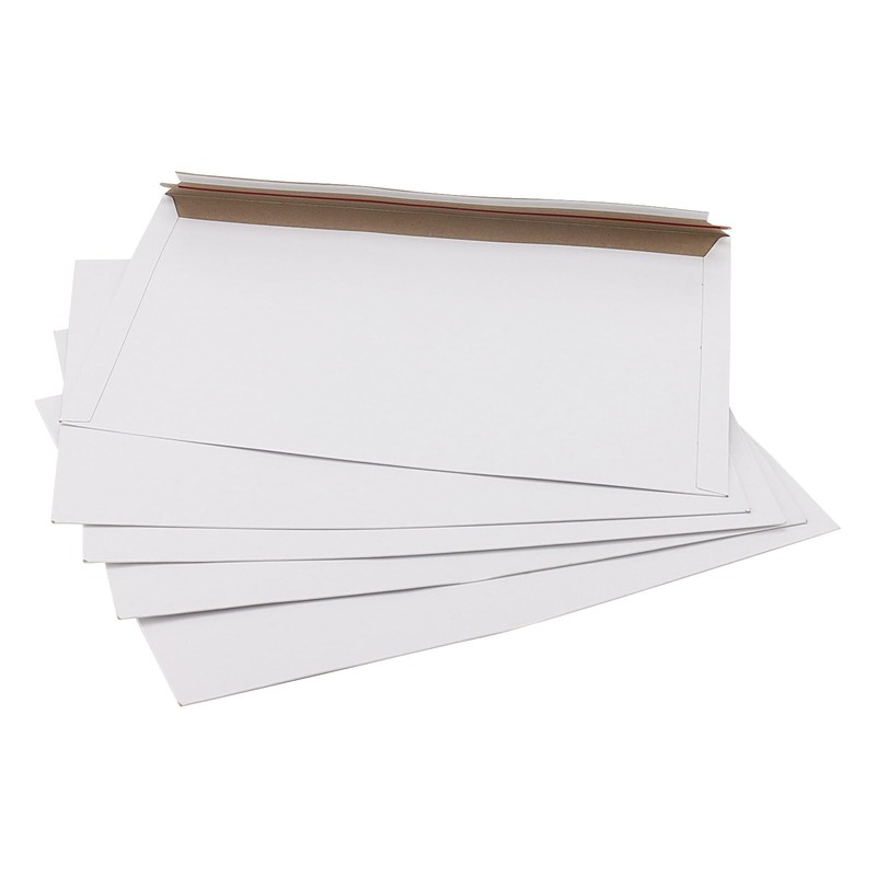 White 9x12 Inch Stay Flat Cardboard Envelope Mailers 300GSM Self Seal 50 PCS gallery