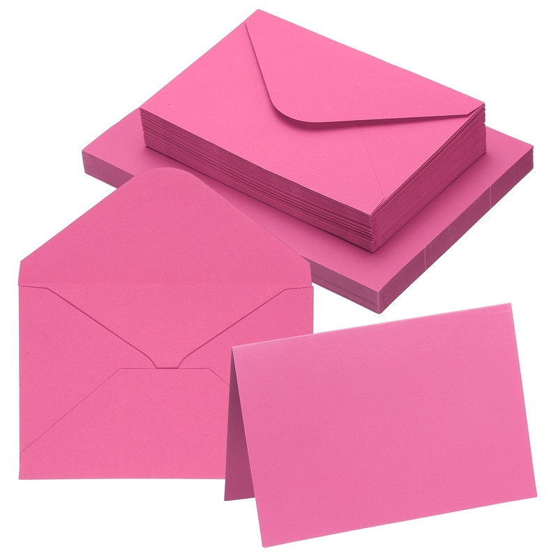 50Sets 4 x 6″ Blank Greeting Cards and Envelopes, Right Angles Cards, Rose Red
