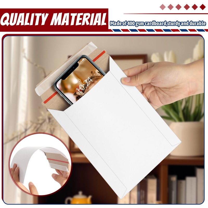 100 Pack Rigid Mailers 6x8 Inch Self Seal Document Mailers, Protective Flat C... gallery