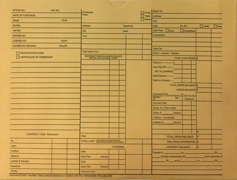 A Plus 3-in-1 Vehicle Dealer File Jackets Buff #237 100 Quantity(32# Stock)(W14)