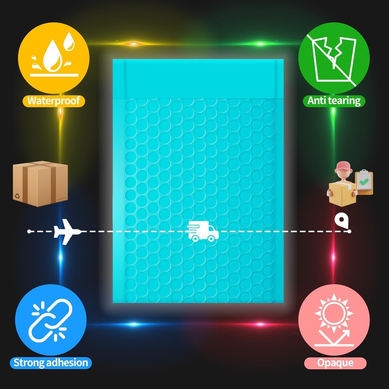 4x8 Inch Teal Bubble Mailers 40 Pack Self-Seal Poly Padded Envelopes Suitable... gallery