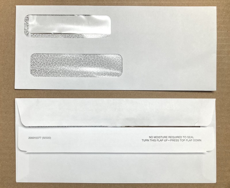 500 Count #8 Double Window Envelopes Flip & Seal Business Mailing 3 5/8″ x8 5/8″