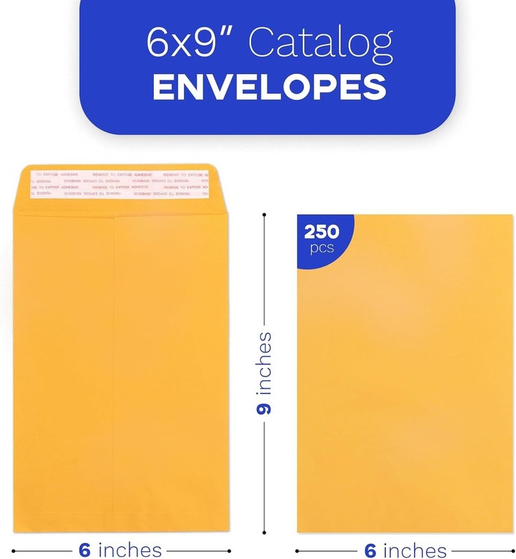 Manila Envelopes Self Seal 6x9 Brown Kraft 250 PCS Mailing Office gallery