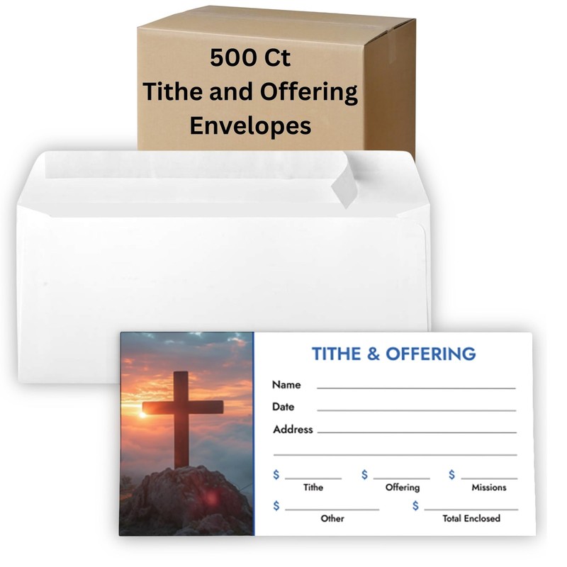 Christian Church Tithing Envelopes Self-Seal (500 Pack) – 6.5″x3.5″ Offering …