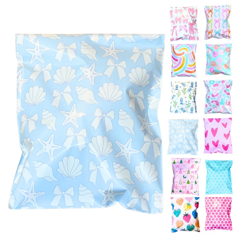 6×9 Colorful and Stylish 100 Pack Poly Mailer Bags with Unique Designs | Wate…