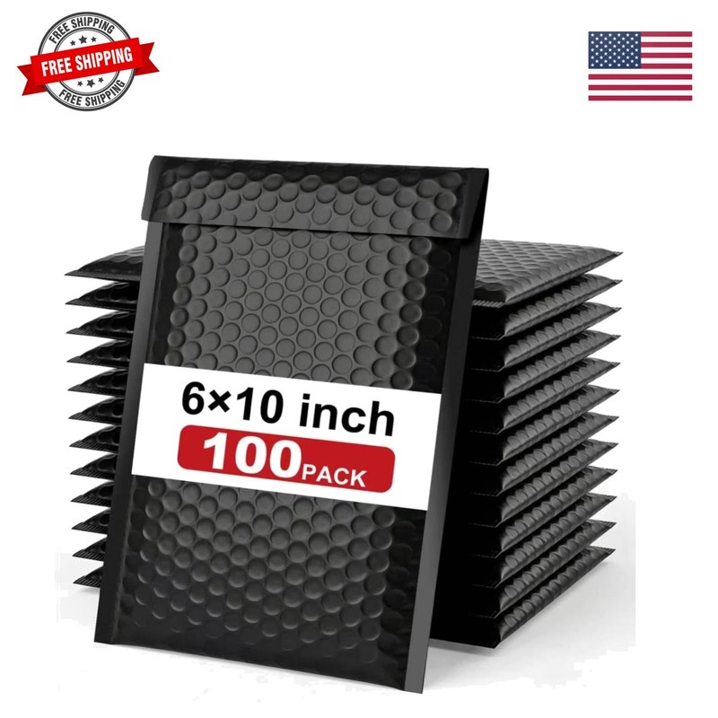 100PC Bubble Mailers 6×10 Inch, Black Self-Sealing Padded Shipping Envelopes,…
