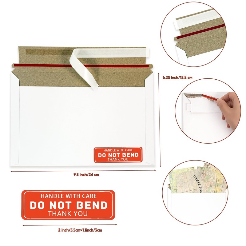 120 PCS Thick White Rigid Mailers Self Adhesive Seal Envelopes 9.5x6.2 Inch gallery