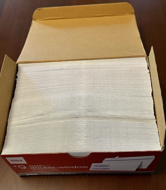 Double-Window #9 Security Envelopes 3-7/8 x 8-7/8 Office Depot 242 Envelopes gallery
