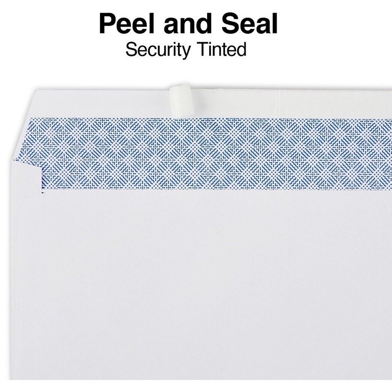 No #10 Peel and Self-Seal White Letter Mailing Envelopes Security 4-1/8 x 9-1/2