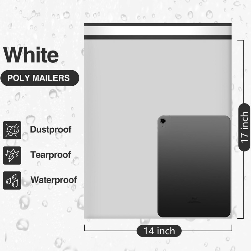 14x17 White Poly Mailers Shipping Bags 100 Pcs Large Poly Mailers Mailing Bag... gallery